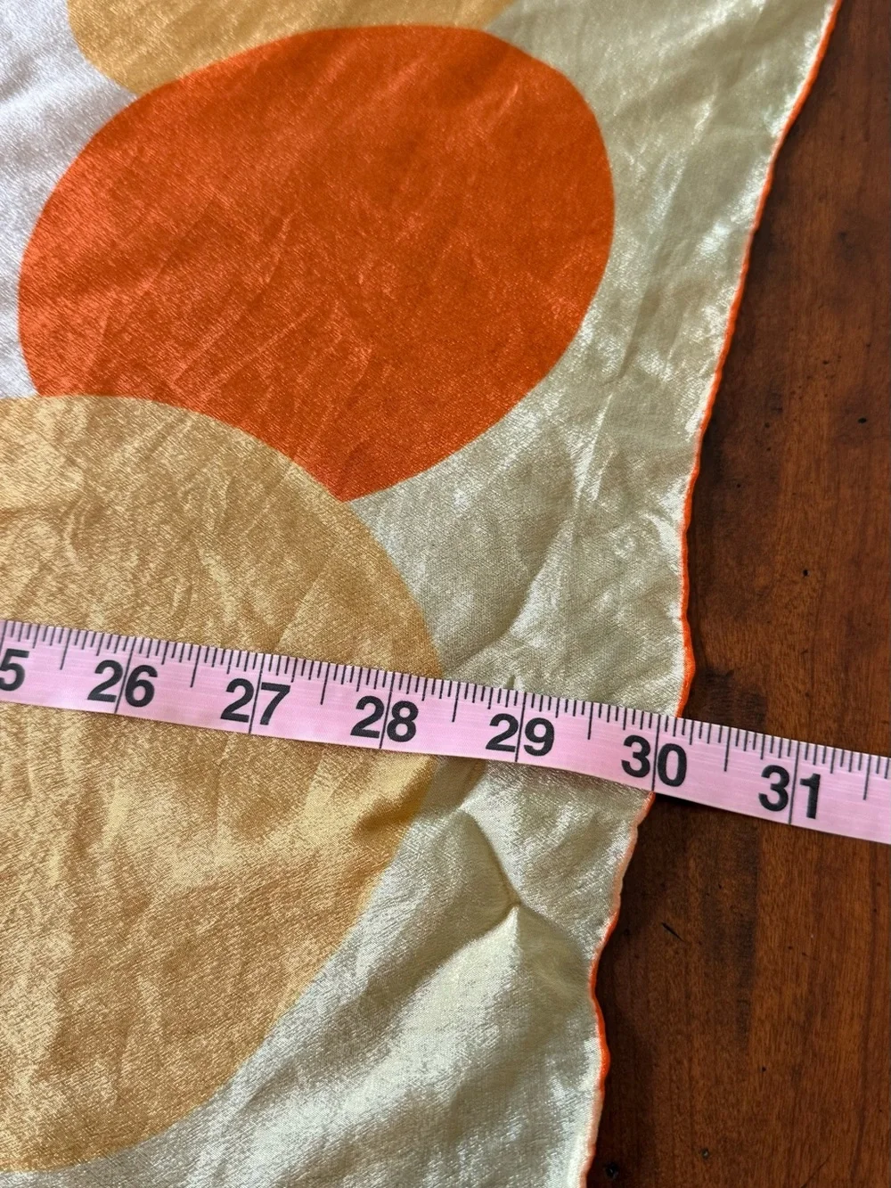 Vibrant Vintage Silk Orange & Cream Polka Dot Water Repellent Scarf